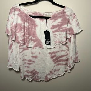 CHASER-NWT- medium pink and white off the shoulder shirt